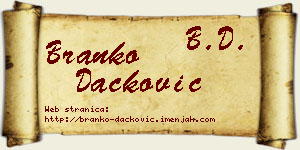 Branko Dačković vizit kartica